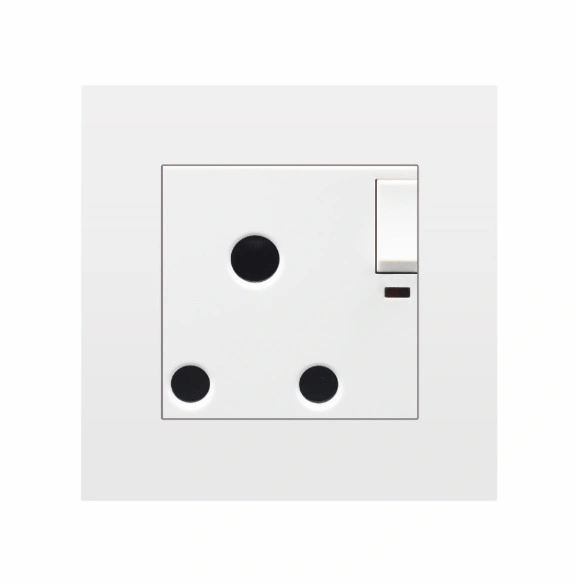 15A Round Hole White/Black/Gold/Silver Panel Socket with Switch and Indicator