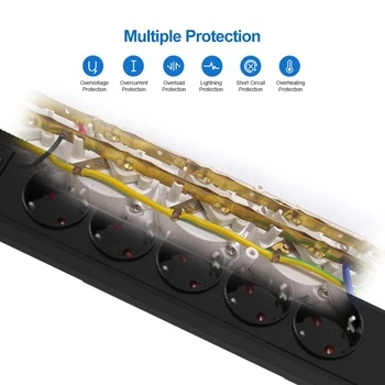 Espana 6 Outlet Long Surge Protection Power Strip of Extension Lead