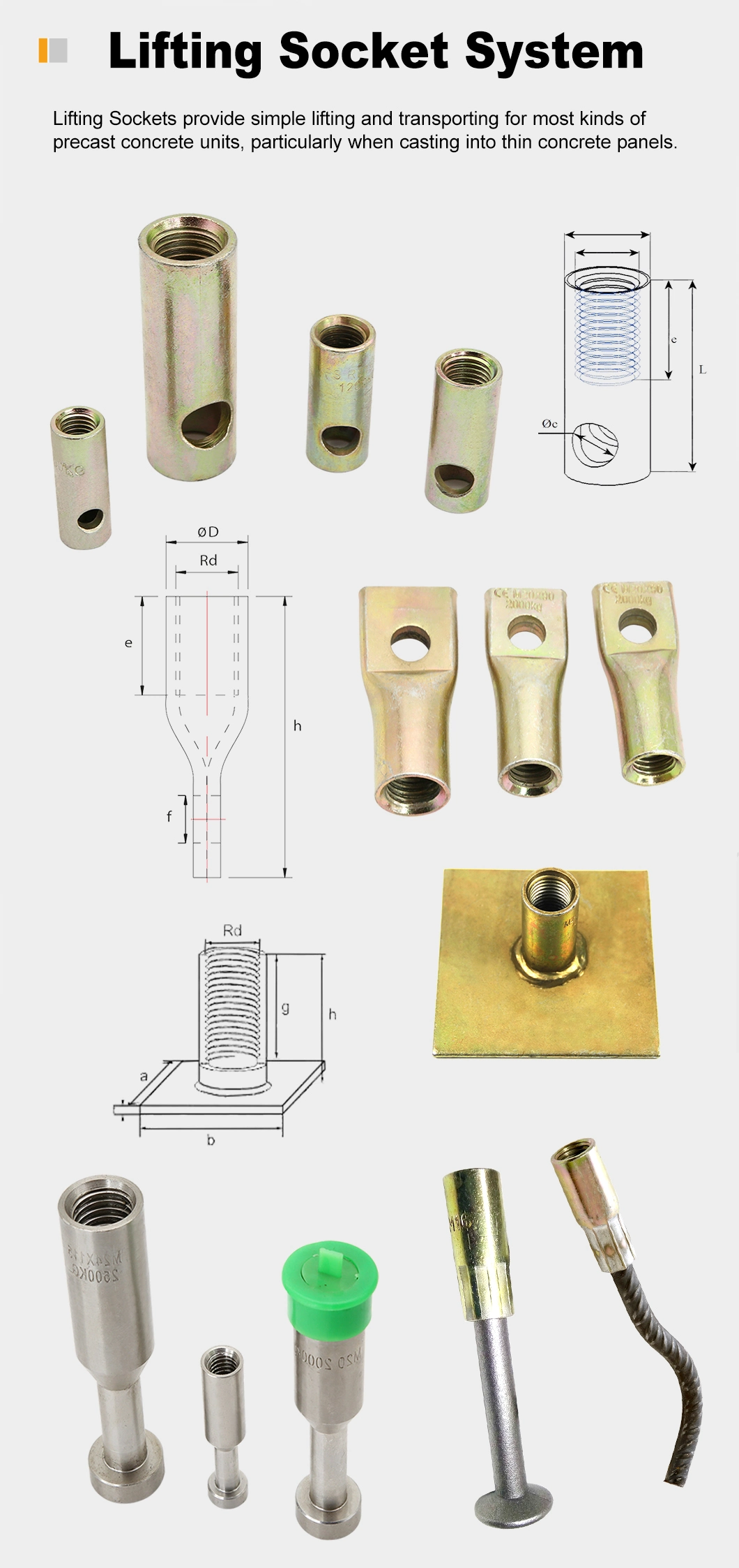 OEM Custom Tube Threaded Lifting Socket Round Ferrule Rod Precast Accessories Steel Lifting Socket