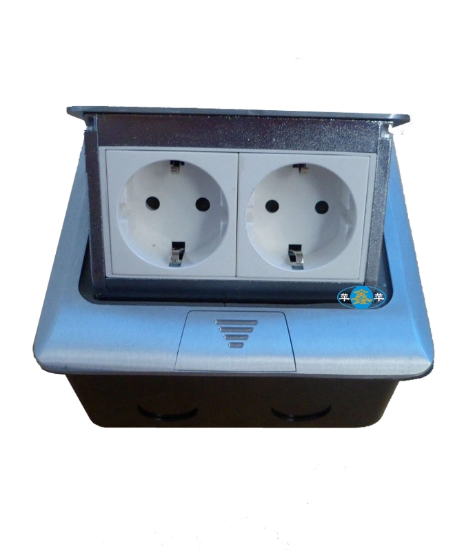 German Standard Electric Power 16A 250V Double AC Plug Outlet Port Ground Electrical Floor Socket Extension