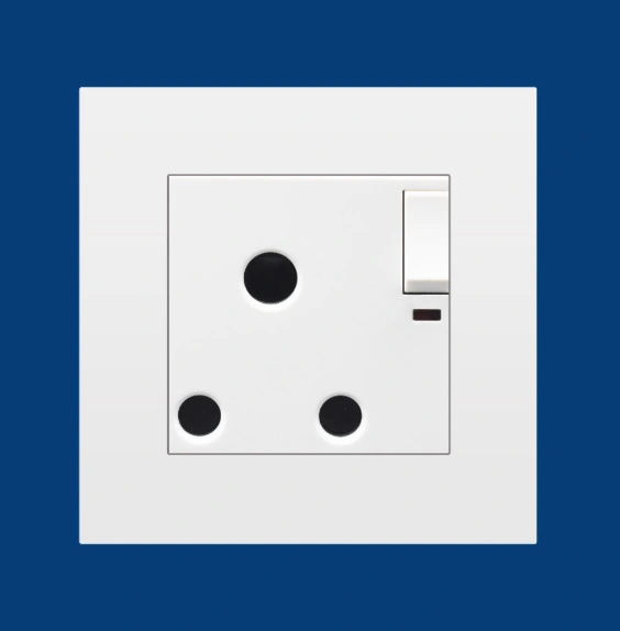 15A Round Hole White/Black/Gold/Silver Panel Socket with Switch and Indicator