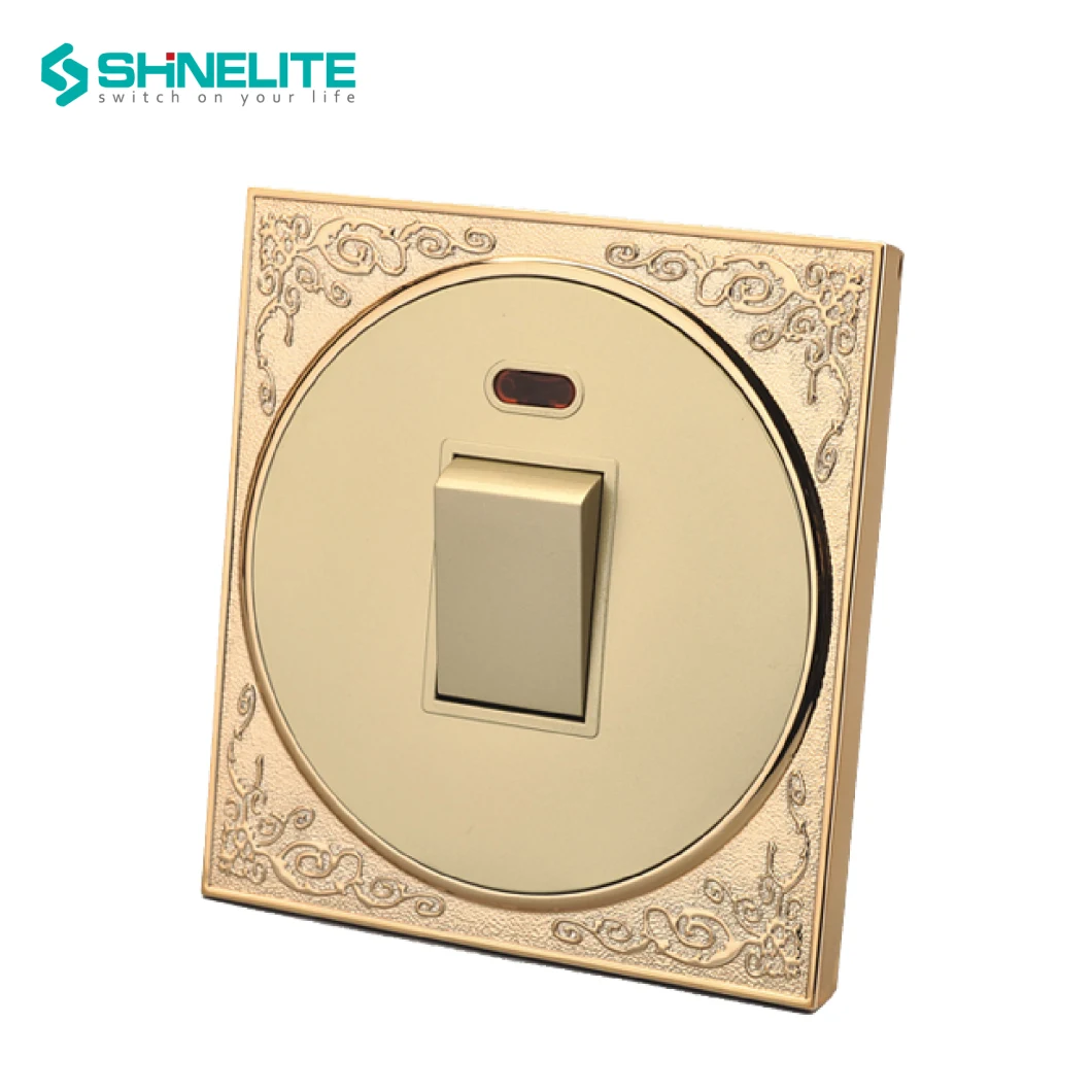 British Standard PC Round Pin 10A 1 Gang 2 Way Wall Switch Electrical Light Switch for Nigeria