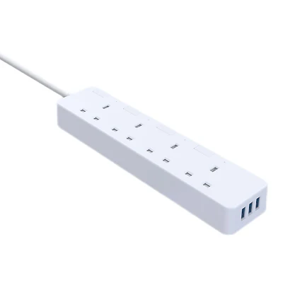 UK Standard 4 Outlet 3USB Extension Lead UK Plug Socket