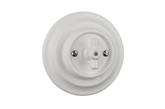250V 10A Porcelain Material Wall Switch Round Rotary Electrical Switch for Controlling Bell