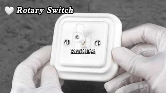 Flush Mounted Ceramic Retro Rotary Switch New-Design Square Porcelain Wall Switch Single One-Way
