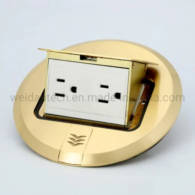 US style Floor Power socket, 2port with Round shape Copper alloy Face plate