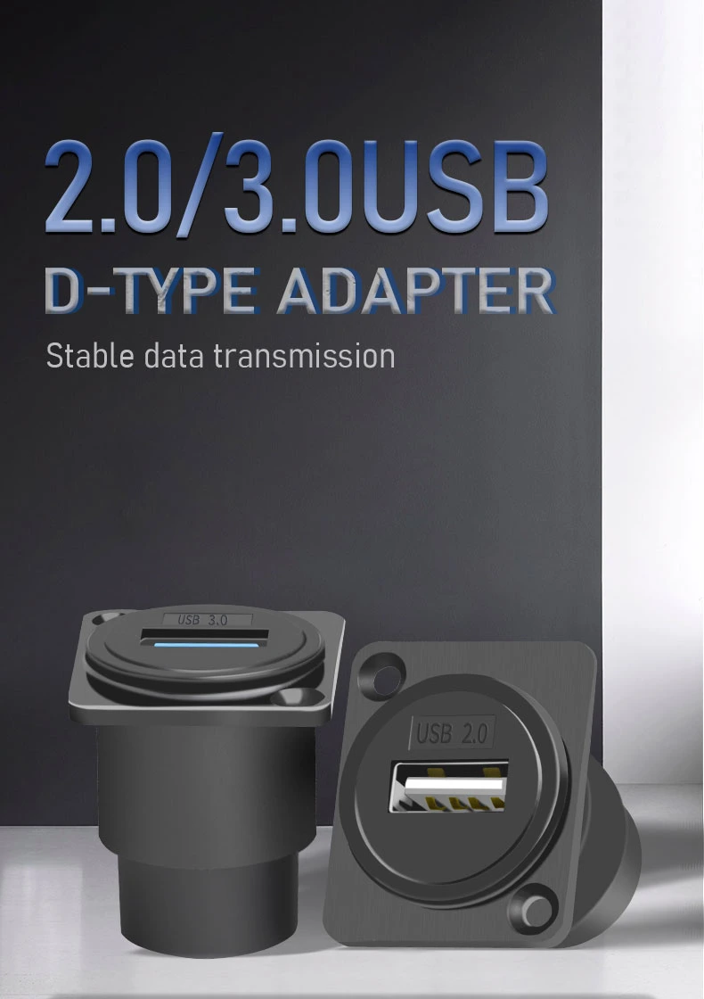 Type D USB2.0/3.0 Case Housing Fixed Female Socket USB Data Signal Extension Transmission Panel Socket
