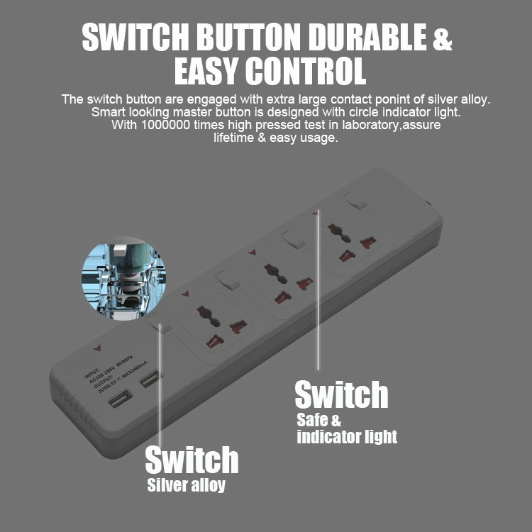 Multi Electrical Extension Socket with 2 USB Charging Ports