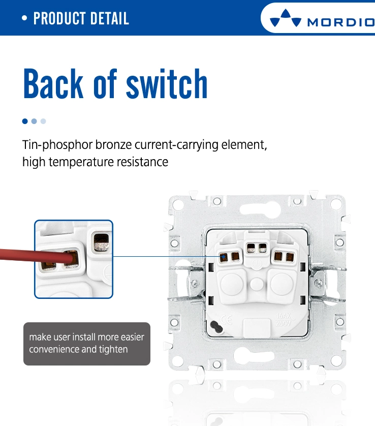 EU Wall Switch Round Series Electrical Fittings 2 Gang 1 Way Switches