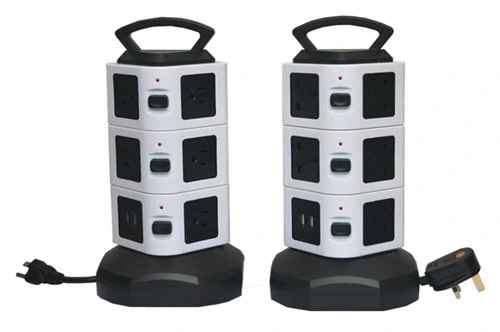 OEM Vertical Surge Protector Multiple Plug Vertical Round Power Tower Socket with USB