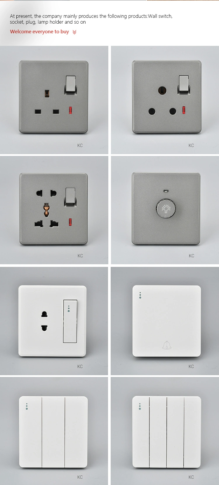2023 New Disign UK Light 1 Gang 1 Way 10A Electrical Wall Switch and Socket