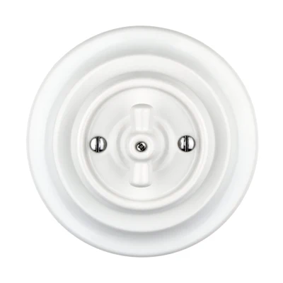 Porcelain Vintage Round Electric Switch Ceramic Retro Wall Light Switches Flush Mounted Rotary Switch for Retro Lamps