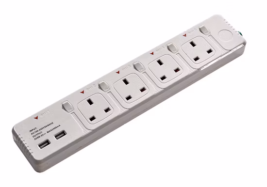 UK Outlet Dual Extension Socket with USB Charging Ports