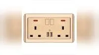 15A Round Hole White/Black/Gold/Silver Panel Socket with Switch and Indicator