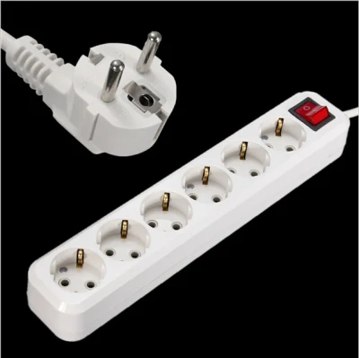 4.0mm 4.8mm EU Plug 3 Outlet Power 250V 10A Extension Cable Wall Socket Mains Lead Plug Strip Adapter