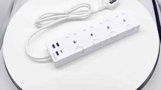 4 Outlet BS Surge Protector Single Row Extension USB Socket
